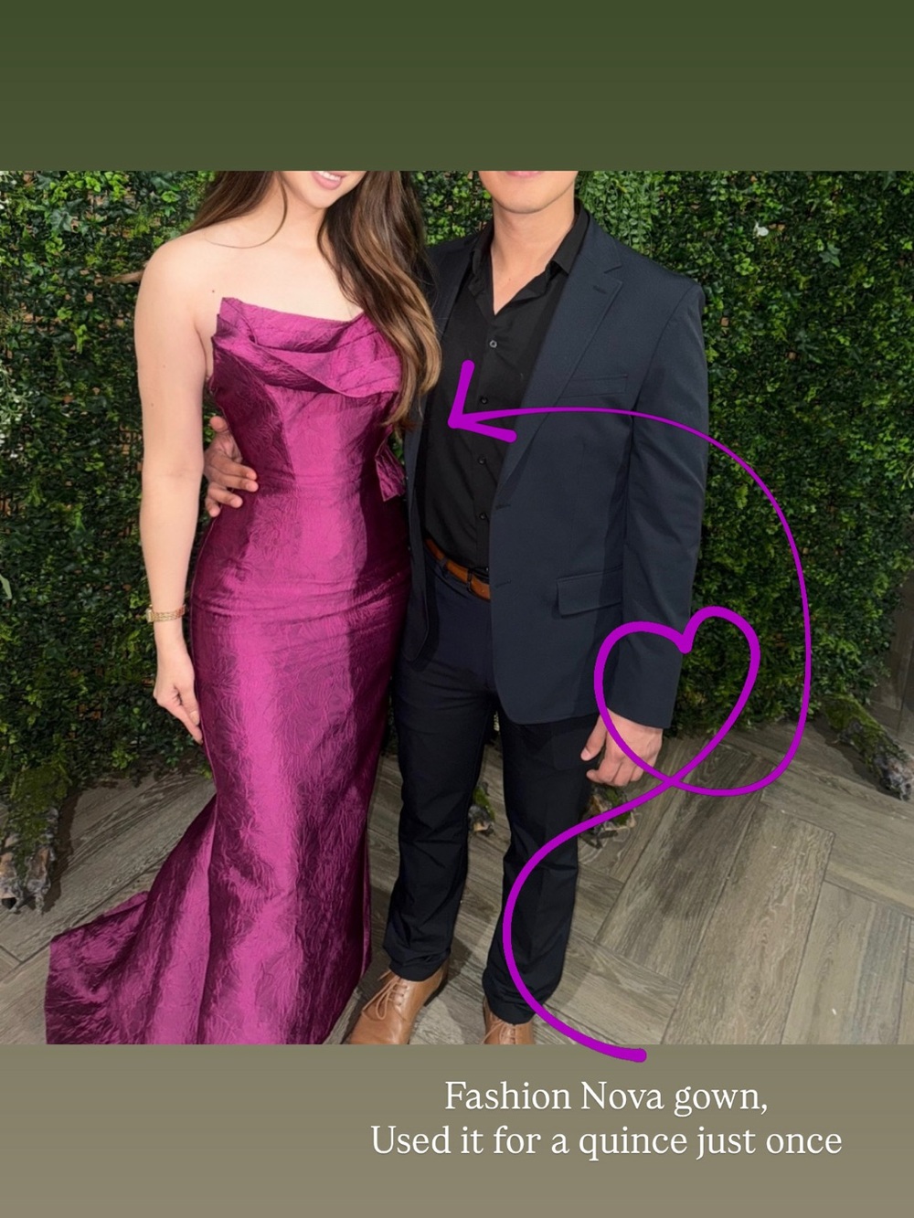Fashion Nova Strapless Fuchsia Prom Gown